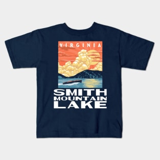 Smith Mountain Lake Virginia Vintage Boat WPA Poster Style Kids T-Shirt